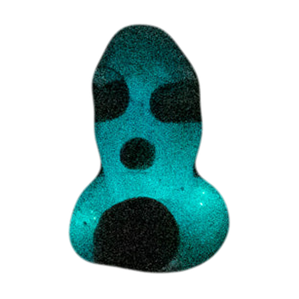 Empire Glassworks UV Illuminati Martian Spinner Cap glowing in dark, front view, for dab rigs