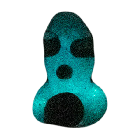 Empire Glassworks UV Illuminati Martian Spinner Cap glowing in dark, front view, for dab rigs