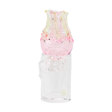 Empire Glassworks UV Jellyfish Spinner Cap in Pink, UV Reactive for Dab Rigs, Front View
