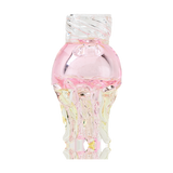 Empire Glassworks UV Jellyfish Spinner Cap in Pink, UV Reactive Borosilicate Glass, Front View