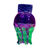 Empire Glassworks UV Reactive Jellyfish Spinner Cap for Dab Rigs, Glowing on Dark Background