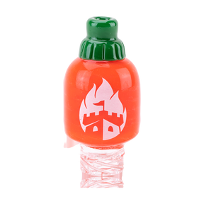 Empire Glassworks Sriracha Spinner Cap in Borosilicate Glass, Fun Novelty Design, Front View
