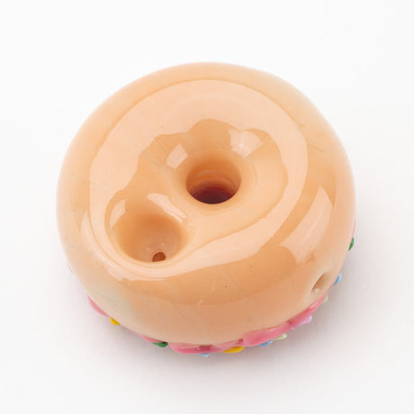 Empire Glassworks Pink Sprinkle Donut Dry Pipe, top view on white background