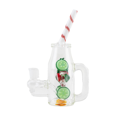 Empire Glassworks Icy Strawberry Cucumber Detox Dab Rig - Front View with Detailed Artwork