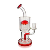 AFM 9" Groovy Tree Arm Perc Dab Rig with Bent Neck and Colored Accents, Front View