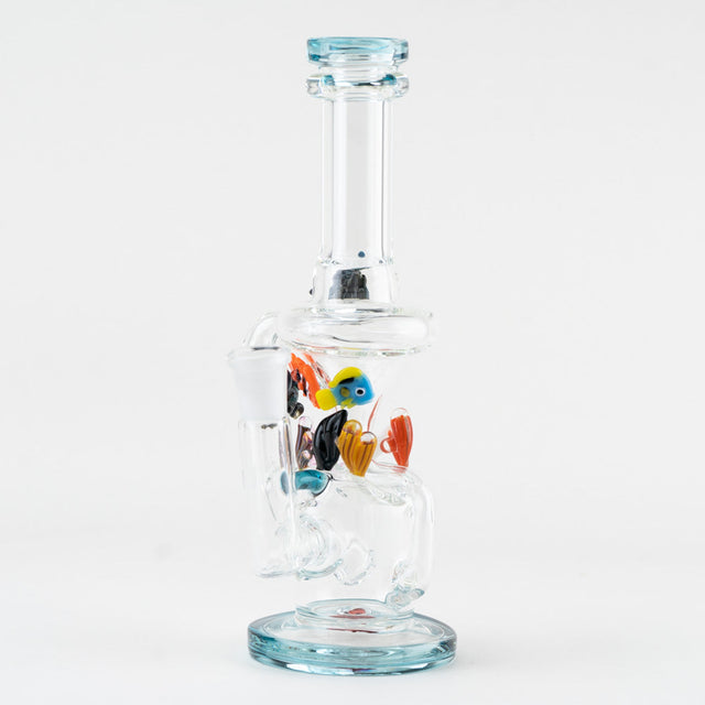 Empire Glassworks East Australian Current Mini Recycler Bong with colorful marine life accents