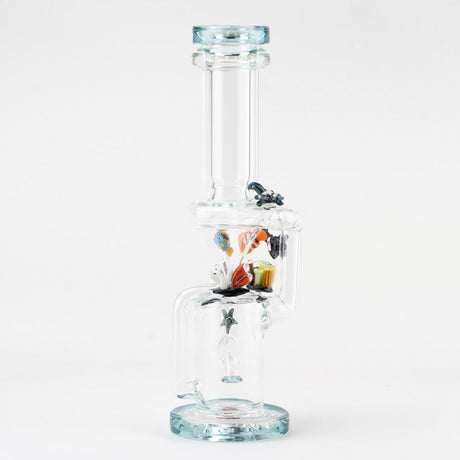 Empire Glassworks Recycler Dab Rig with Under The Sea Design - Front View on White