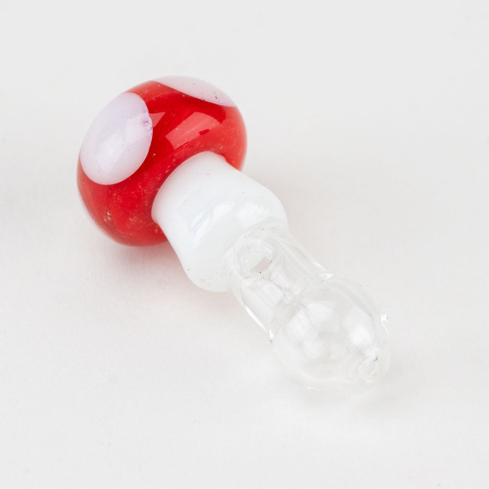 Empire Glassworks Mushroom PuffCo Proxy Glass Ball Cap, Red and White, Close-up View