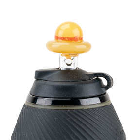 Empire Glassworks "Hat" PuffCo Proxy Glass Ball Cap, Close-up Side View on Vaporizer