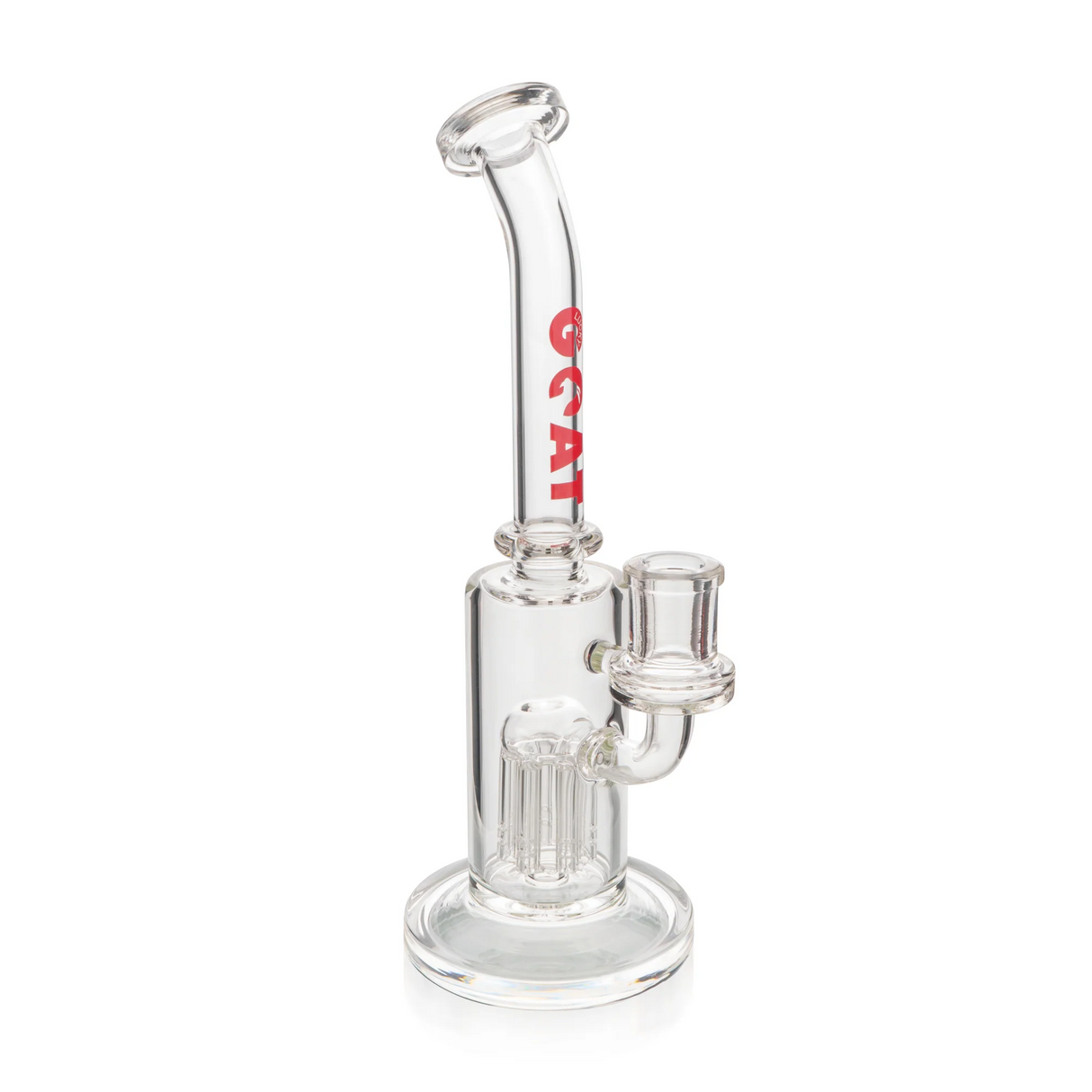 Lucky Goat 8" Andes Arm Clear Rig featuring Borosilicate glass, front view on white background