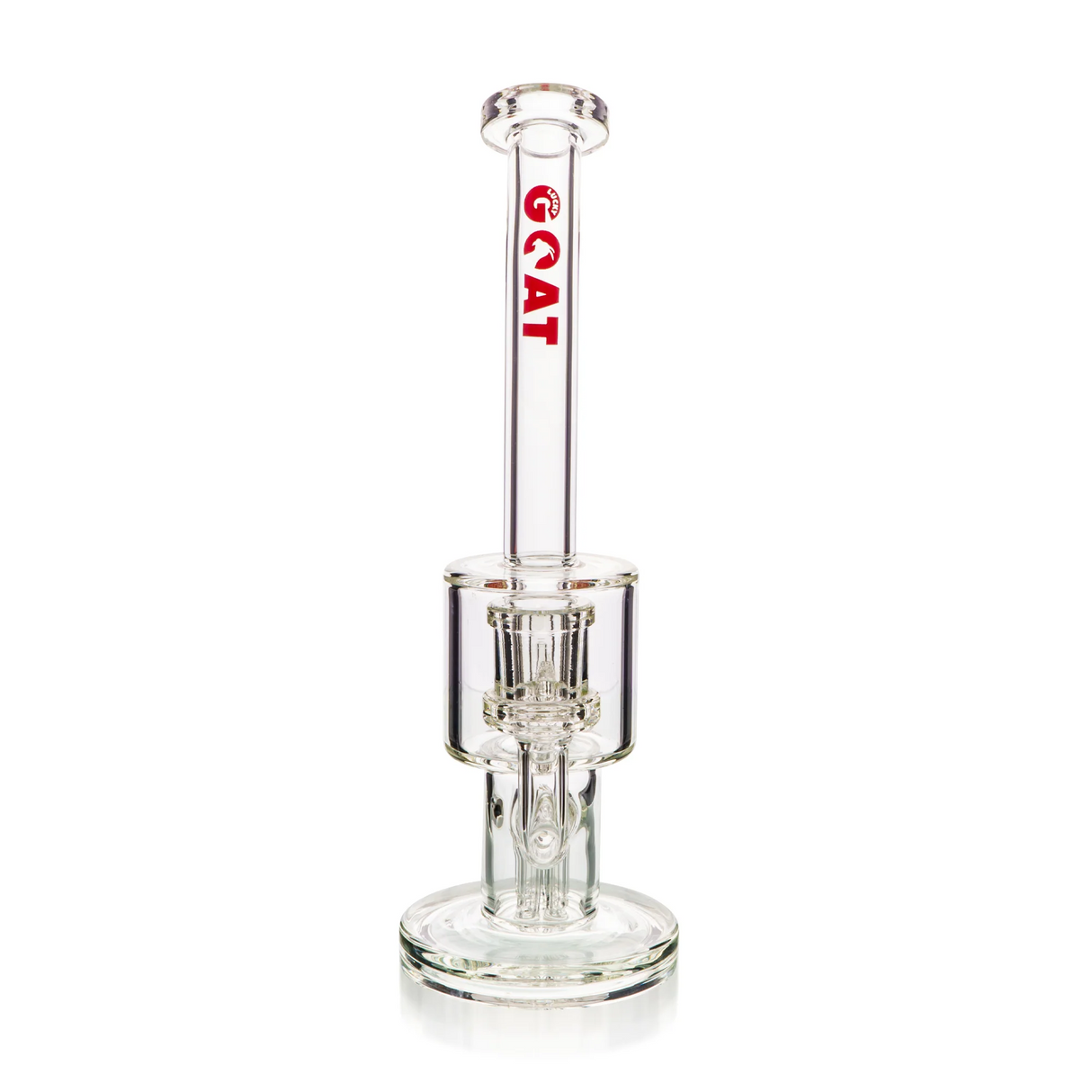 Lucky Goat 12" Rockies UFO Clear Dab Rig Front View on Seamless White Background