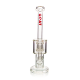 Lucky Goat 12" Clear Borosilicate Dab Rig with Bulb/UFO Perc Front View on White