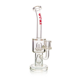 Lucky Goat 12" Clear Borosilicate Dab Rig with Bulb/UFO Perc Front View on White Background