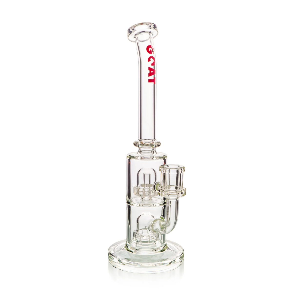 Lucky Goat 12" Clear Borosilicate Dab Rig with Double UFO Percs - Front View