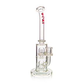 Lucky Goat 12" Clear Borosilicate Dab Rig with Double UFO Percs - Front View
