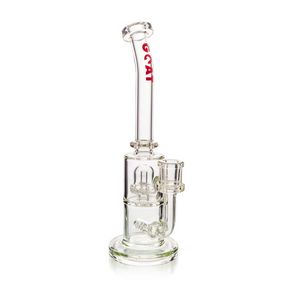 Lucky Goat 12" Clear Borosilicate Dab Rig with Inline/UFO Perc Front View on White Background