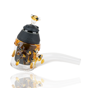 Empire Glassworks Beehive Proxy Glass Attachment with Honeybee Details, Angled Side View