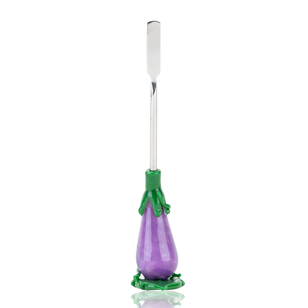 Empire Glassworks Eggplant Dabber Tool with Borosilicate Glass, Front View on White Background