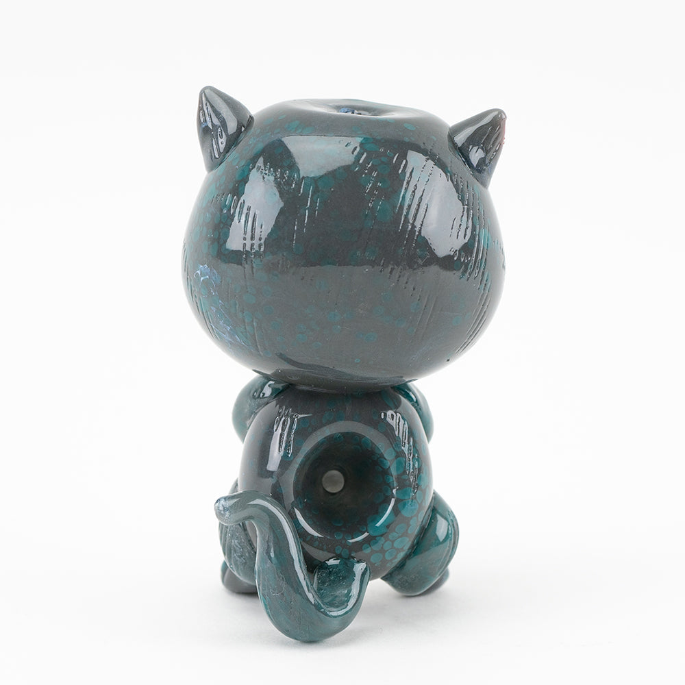 Empire Glassworks Galacticat Dry Pipe with Intricate Colored Glass, Front View
