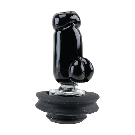 Empire Glassworks Black Phallus Puffco Peak Pro Glass Carb Cap, Novelty Design, Front View