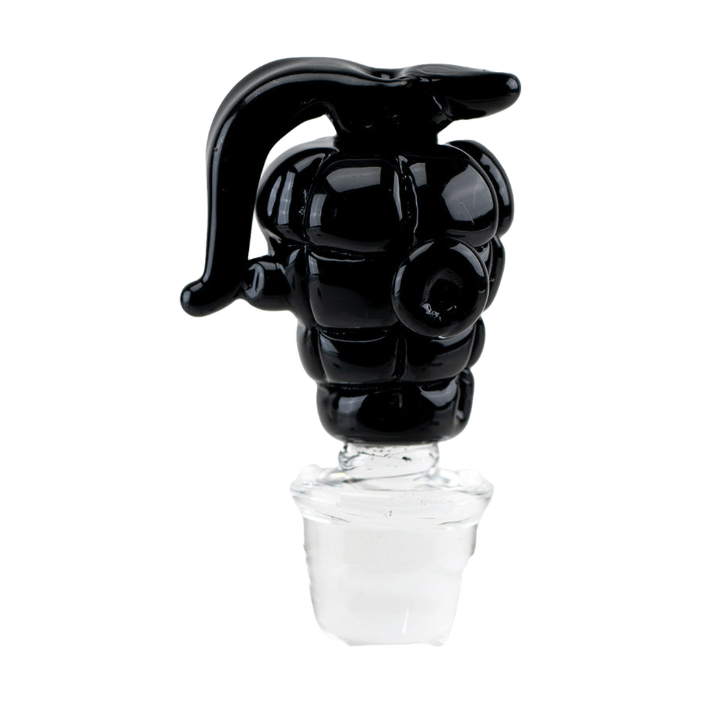 Empire Glassworks Grenade Puffco Peak Pro Glass Carb Cap in Black, Novelty Design, Front View