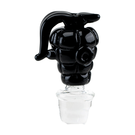Empire Glassworks Grenade Puffco Peak Pro Glass Carb Cap in Black, Novelty Design, Front View