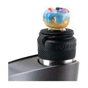 Empire Glassworks Blue Donut Puffco Peak Pro Glass Carb Cap on E-Rig