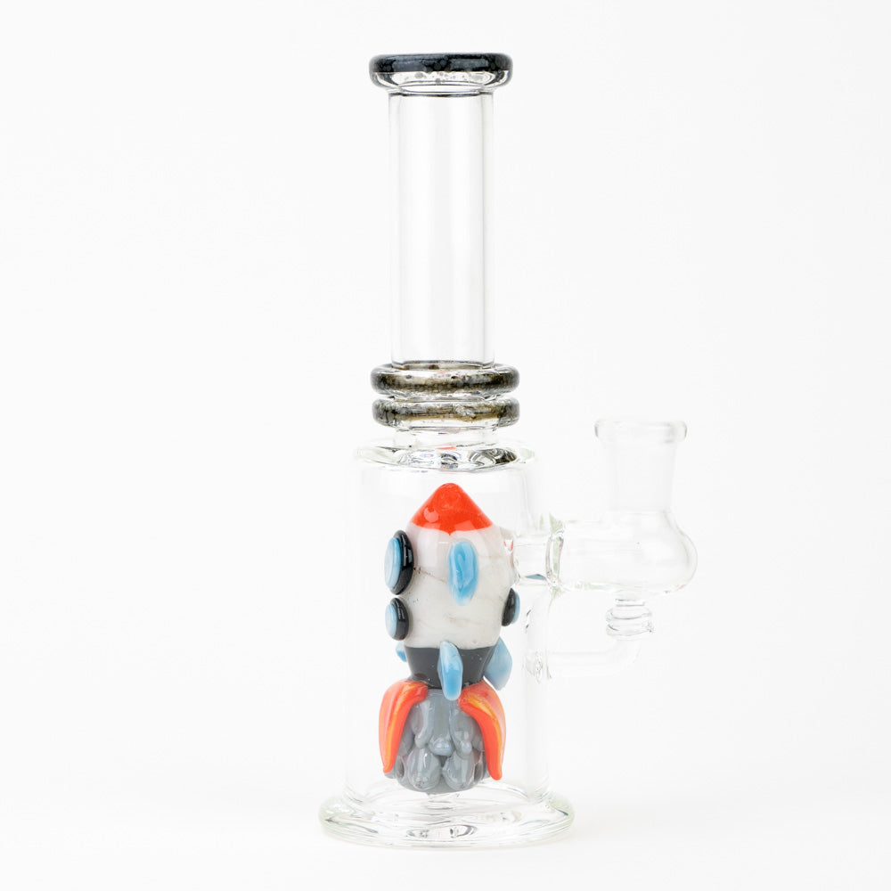 Empire Glassworks Rocket Ship Mini Tube Bong front view with intricate colored glass