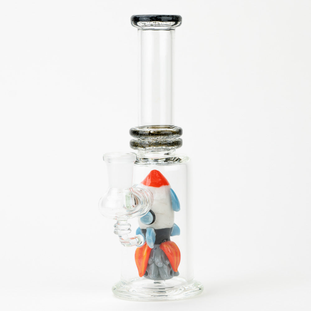 Empire Glassworks Rocket Ship Mini Tube Bong - Front View with Intricate Detailing