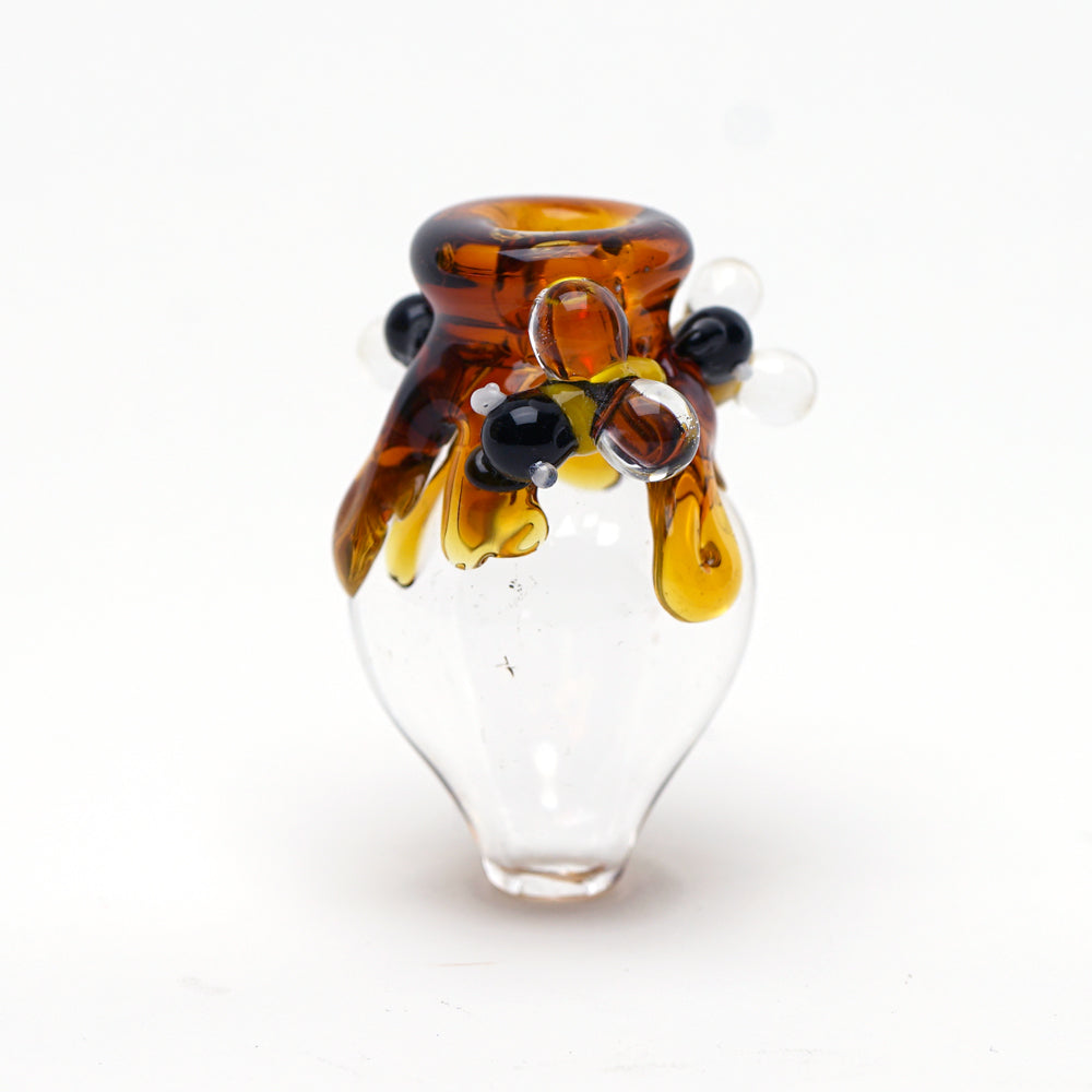 Empire Glassworks Honey Drip Puffco Peak Glass Bubble Cap, Front View on White Background