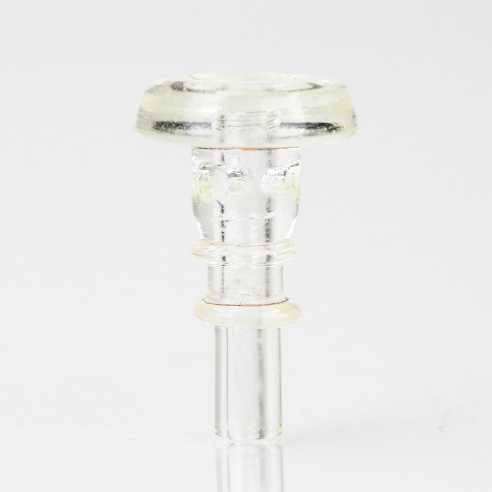 Empire Glassworks Radioactive Joystick Cap for PuffCo Peak Pro, clear borosilicate glass, front view