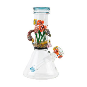 Empire Glassworks 'Under the Sea Baby Beaker' bong with colorful marine life design, front view on white background