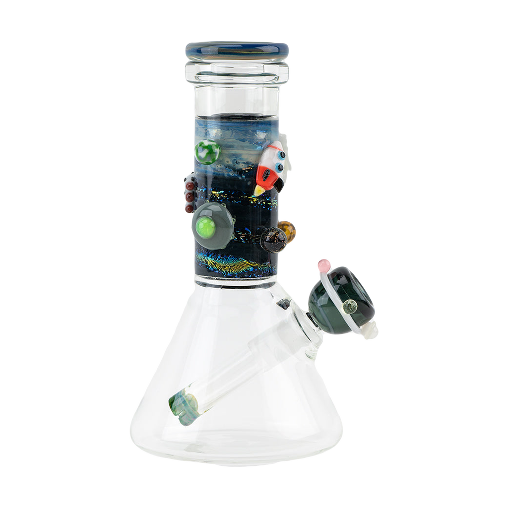 Empire Glassworks Galactic Baby Beaker Bong, 8" with Glow in the Dark Accents