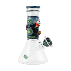 Empire Glassworks Galactic Baby Beaker Bong, 8" with Glow in the Dark Accents
