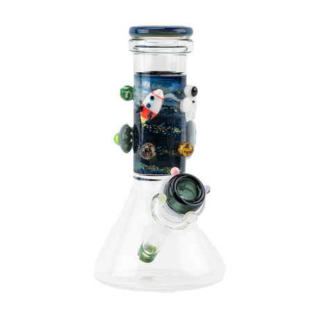 Empire Glassworks Galactic Baby Beaker Bong, 8" with Glow in the Dark Design, Front View