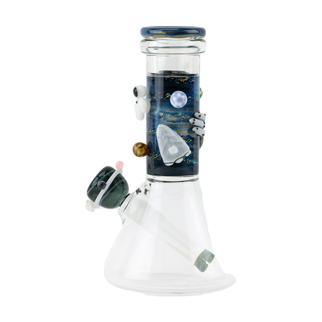 Empire Glassworks Galactic Baby Beaker Bong, 8" Glow in the Dark Design, Front View