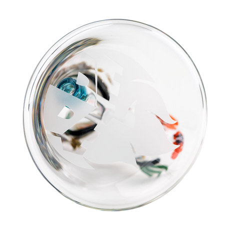 Empire Glassworks 'Under the Sea Baby Beaker' top view, showcasing intricate marine life designs
