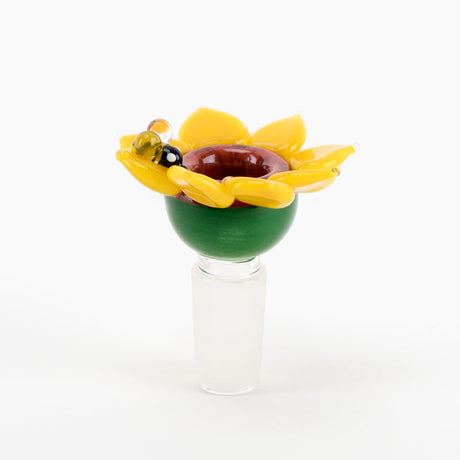 Empire Glassworks Sunflower Bowl for Bongs, 14mm Male Joint, Front View on White Background
