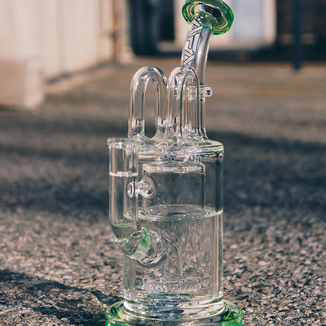 9.5" AFM Milky Way Pump Recycler Dab Rig with Showerhead Perc on Pavement