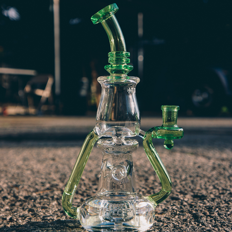 AFM 9.5" Nebula Glass Recycler Dab Rig with 14mm Female Joint and Colored Accents