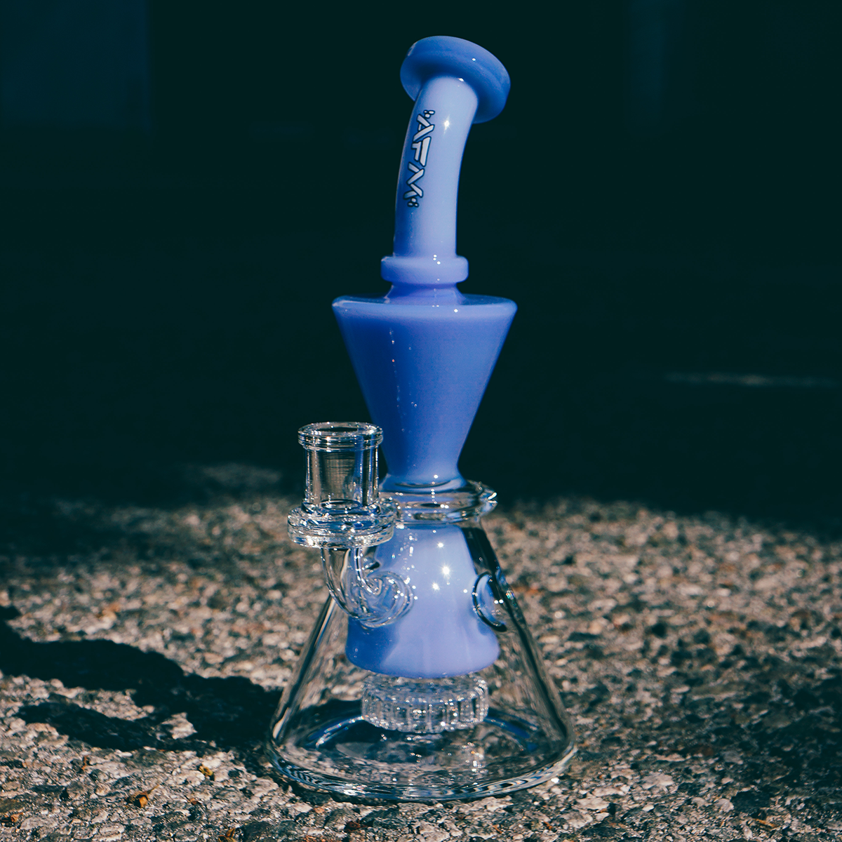 9" AFM Swiss Cheese Glass Dab Rig with Showerhead Perc, 14mm Female Joint, Front View