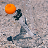 AFM 18" Atlanta Collage Ball Beaker Bong with orange bowl, 5mm thick borosilicate glass, outdoor shot