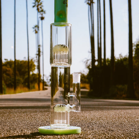 AFM 19" Double Hitter Reversal Straight Tube Bong with Showerhead Perc, outdoor background