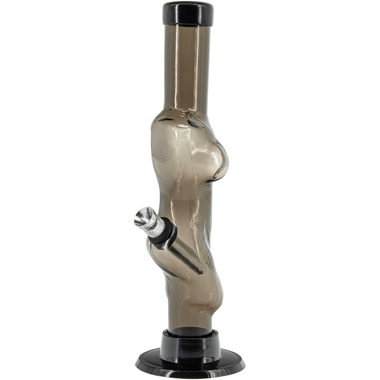 JM Plastics 8" Acrylic Lady Contour Bong in Black - Front View