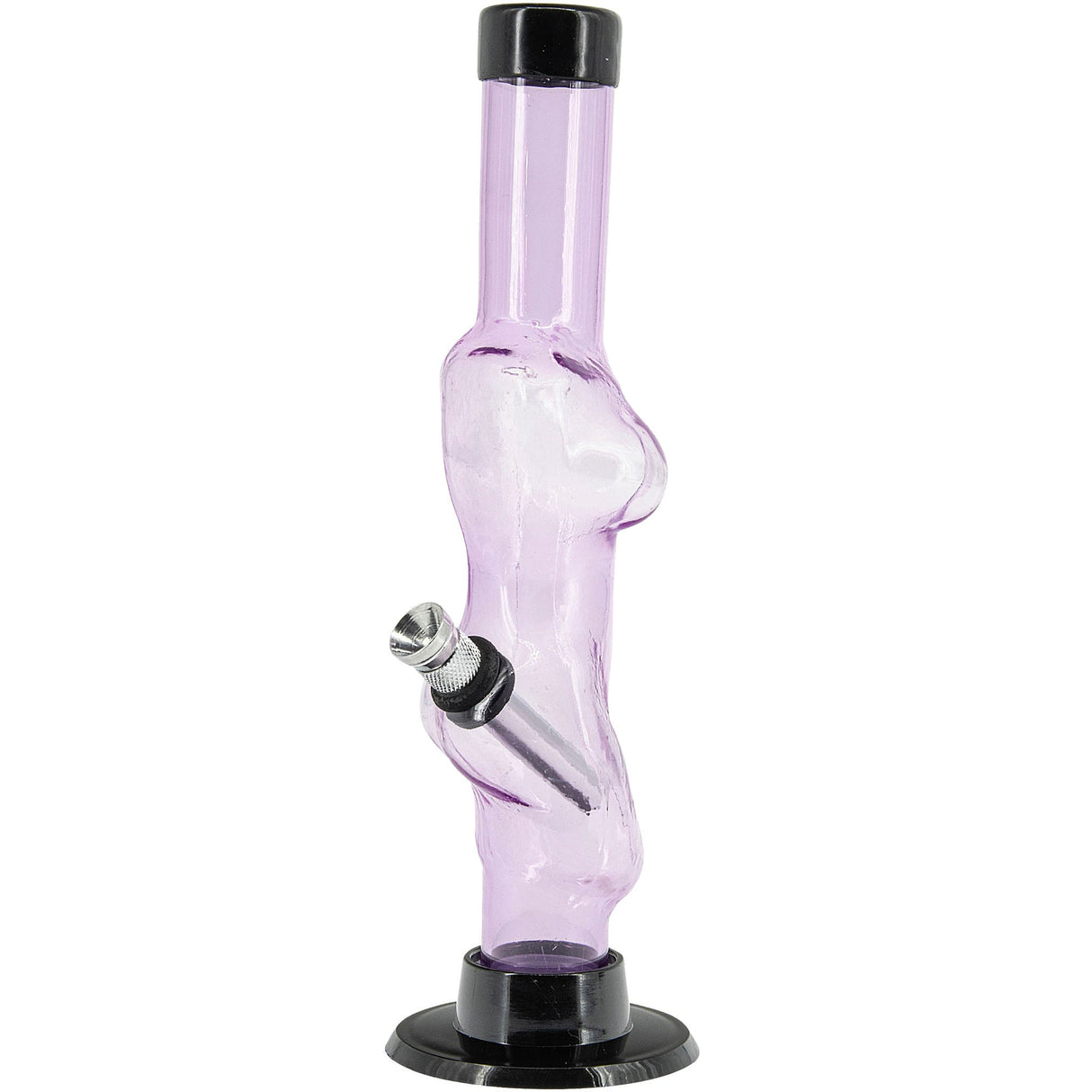 JM Plastics 8" Acrylic Lady Contour Bong in Pink - Front View with Sturdy Base