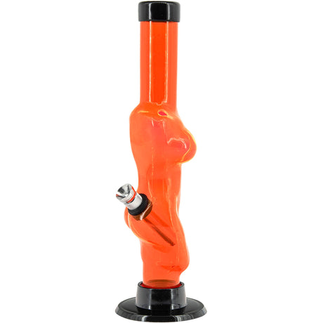 JM Plastics 8" Acrylic Lady Contour Bong in Orange - Front View on White Background