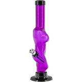 JM Plastics 8" Acrylic Lady Contour Bong in Purple, Front View with Sturdy Base