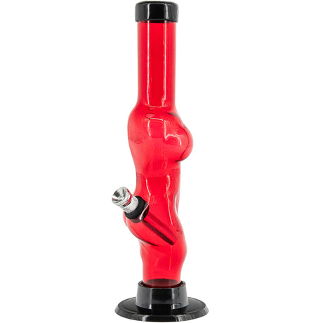 JM Plastics 8" Red Acrylic Lady Contour Bong with Sturdy Base - Front View