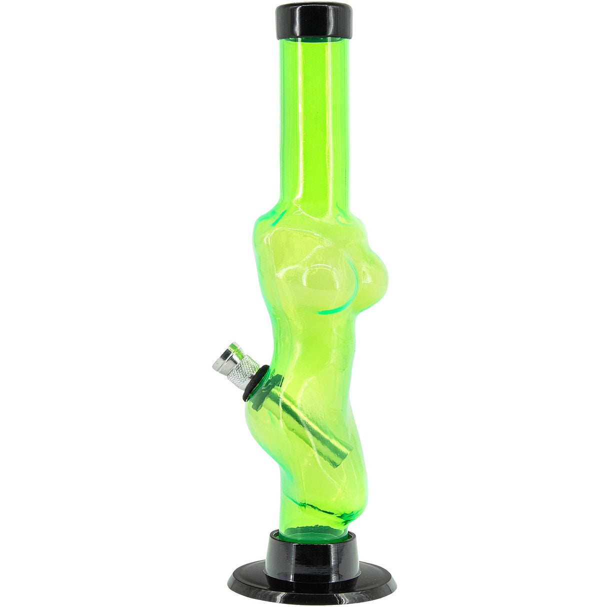 JM Plastics 8" Neon Green Acrylic Lady Contour Bong with Sturdy Base - Front View