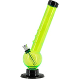 JM Plastics 8" Acrylic Angled Neck Bubble Bong in Illuminati Green with Sturdy Base - Front View